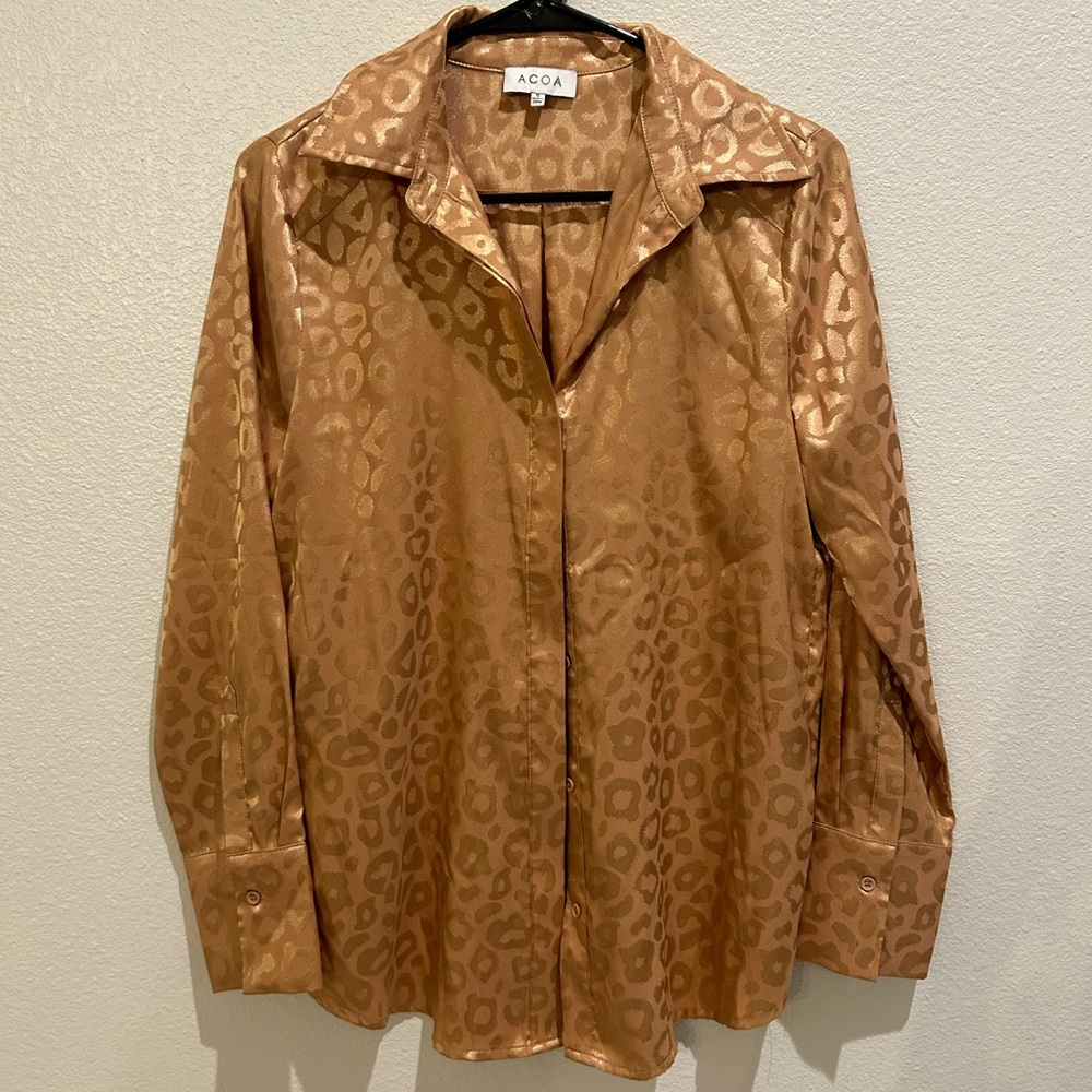 Gold Leopard Print Button Up - image 1